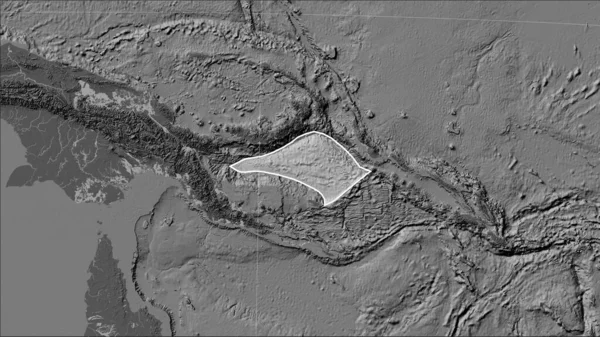 Kształt Płyty Tektonicznej Morza Salomona Dwupoziomowej Mapie Elewacji Projekcji Patterson — Zdjęcie stockowe
