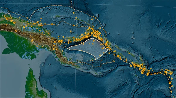 Platser För Jordbävningar Närheten Salomonhavet Tektoniska Plattan Större Magnitud Registrerats — Stockfoto
