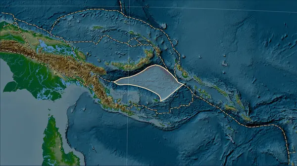Solomon Denizi Tektonik Plakası Patterson Silindirik Eğimli Projeksiyonunda Fiziksel Yükseklik — Stok fotoğraf