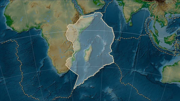 Distribuce Známých Sopek Kolem Somálské Tektonické Desky Mapě Fyzické Výšky — Stock fotografie