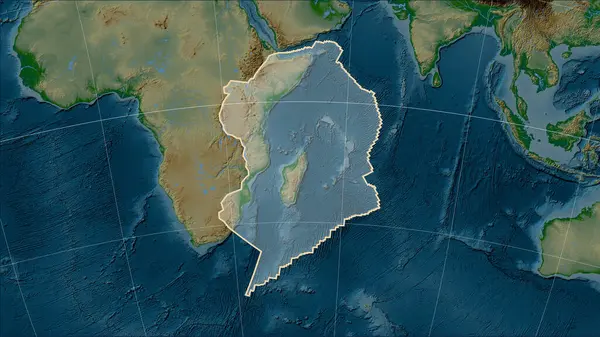 Tvar Somálské Tektonické Desky Mapě Fyzické Výšky Pattersonově Válcové Šikmé — Stock fotografie
