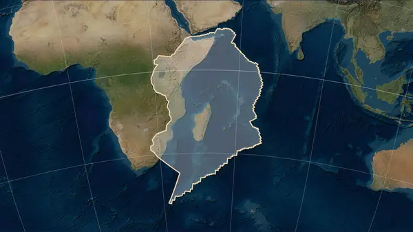 Patterson Silindirik Eğimli Projeksiyonundaki Mavi Mermer Uydu Haritasındaki Somali Tektonik — Stok fotoğraf
