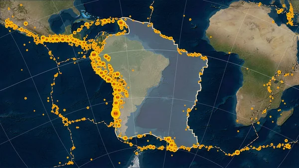 Tectonic Platta Gränser Intill Den Sydamerikanska Tektoniska Plattan Blue Marble — Stockfoto