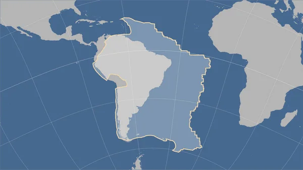 Forma Placa Tectónica Sudamericana Mapa Contorno Sólido Proyección Cilíndrica Patterson —  Fotos de Stock