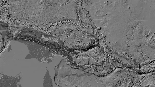 Tectonic Platta Gränser Intill South Bismarck Tektoniska Plattan Gallhöjd Kartan — Stockfoto
