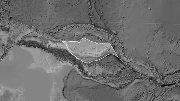 Plaque Tectonique South Bismarck Limites Des Plaques Adjacentes Sur Carte — Photo