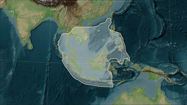 Forma Placa Tectónica Sunda Mapa Elevación Estilo Wiki Proyección Cilíndrica —  Fotos de Stock