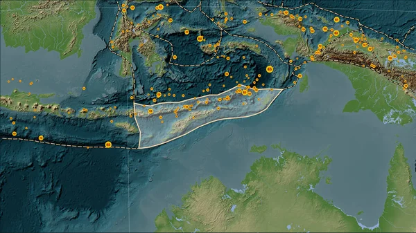 Localizzazione Dei Terremoti Prossimità Della Placca Tettonica Timor Maggiore Magnitudo — Foto Stock