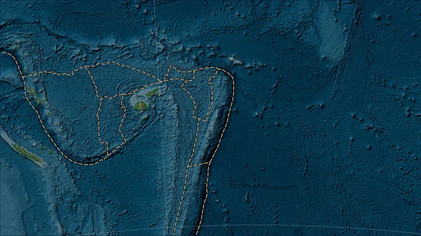 Plaque Tectonique Tonga Limites Des Plaques Adjacentes Sur Carte Physique — Photo