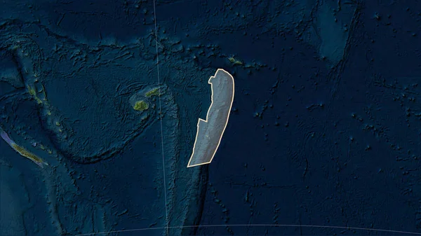 Vorm Van Tonga Tektonische Plaat Blue Marble Satellietkaart Patterson Cilindrische — Stockfoto