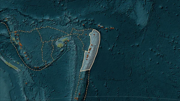 Lokalizacja Trzęsień Ziemi Pobliżu Płyty Tektonicznej Tonga Większa Niż Jasność — Zdjęcie stockowe