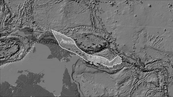 Verspreiding Van Bekende Vulkanen Rond Tektonische Plaat Van Woodlark Hoogteplattegrond — Stockfoto