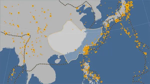 Límites Placas Tectónicas Adyacentes Placa Tectónica Yangtze Mapa Contorno Sólido —  Fotos de Stock