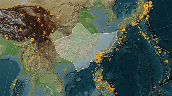 Tectonische Platengrenzen Grenzend Aan Tektonische Plaat Yangtze Wiki Plattegrond Patterson — Stockfoto
