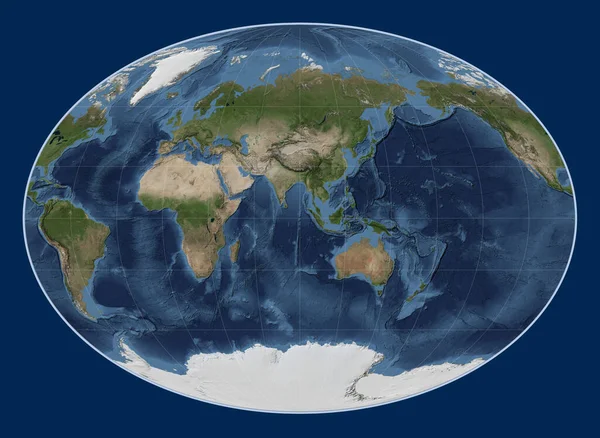 Carte Satellite Mondiale Marbre Bleu Dans Projection Fahey Centrée Sur — Photo