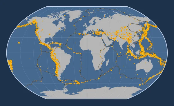 Locais Terremotos Acima Magnitude Registrada Desde Início Século Xvii Mapa — Fotografia de Stock