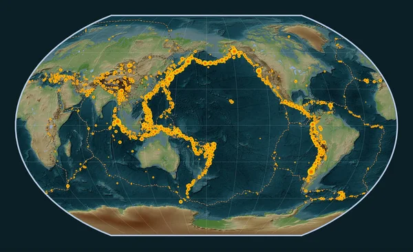 Locaties Van Aardbevingen Boven Richter Geregistreerd Sinds Het Begin Van — Stockfoto