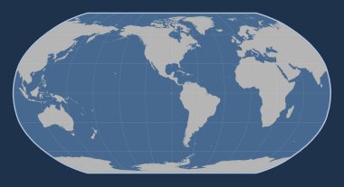 World solid contour map in the Robinson projection centered on the 90th meridian west longitude clipart