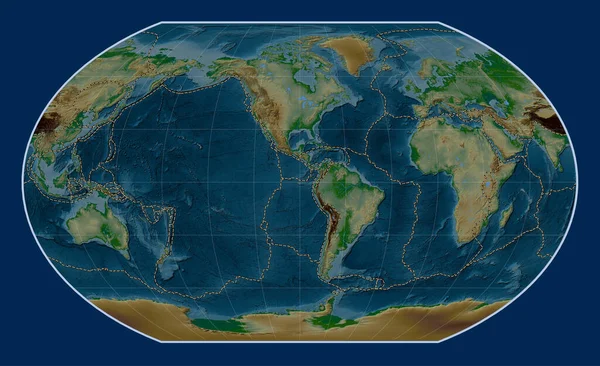 Межі Тектонічних Плит Карті Фізичної Висоти Проекції Каврейського Vii Зосереджені — стокове фото