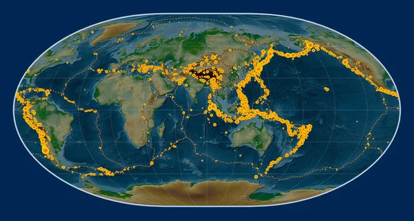 Locaties Van Aardbevingen Boven Richter Geregistreerd Sinds Het Begin Van — Stockfoto