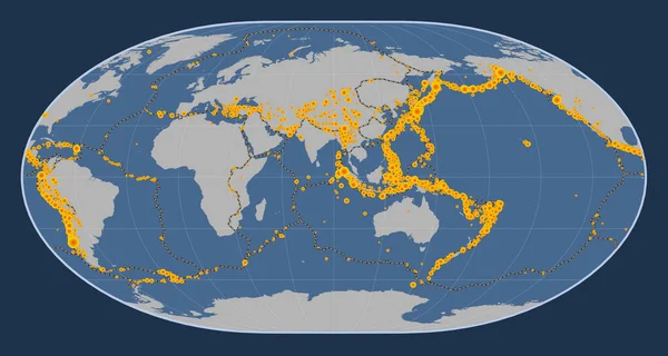 Locais Terremotos Acima Richter Registrados Desde Início Século Xvii Mapa — Fotografia de Stock