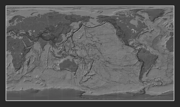 Världskarta Över Gallhöjd Patterson Cylindrisk Projektion Centrerad Datumlinjen — Stockfoto