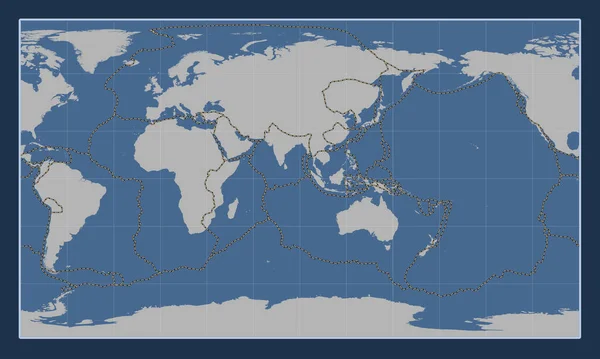 Tektonikus Lemez Határok Világ Szilárd Kontúr Térkép Patterson Hengeres Vetület — Stock Fotó
