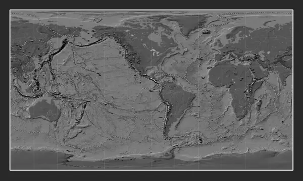 Distribuição Vulcões Conhecidos Mapa Elevação Bilevel Mundial Projeção Cilíndrica Patterson — Fotografia de Stock
