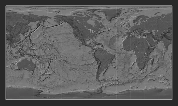 Mapa Elevação Bilevel Mundial Projeção Cilíndrica Patterson Centrada Longitude Oeste — Fotografia de Stock