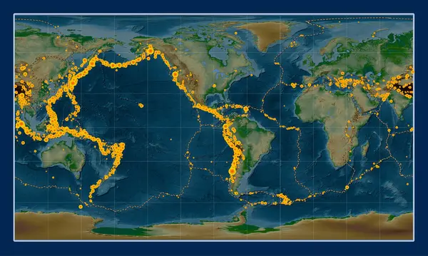 Localizaciones Terremotos Por Encima Magnitudes Registradas Desde Principios Del Siglo —  Fotos de Stock