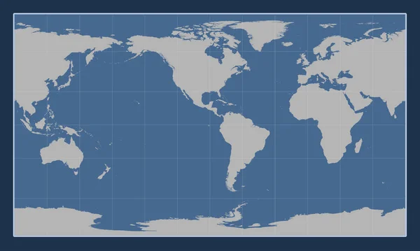 Světová Pevná Obrysová Mapa Pattersonově Válcové Projekci Středem Poledníku Západní — Stock fotografie