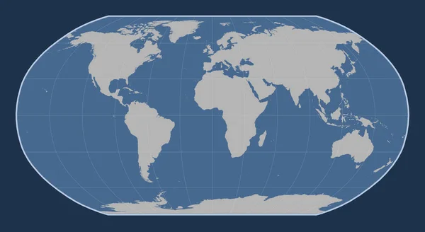 stock image World solid contour map in the Robinson projection centered on the prime meridian