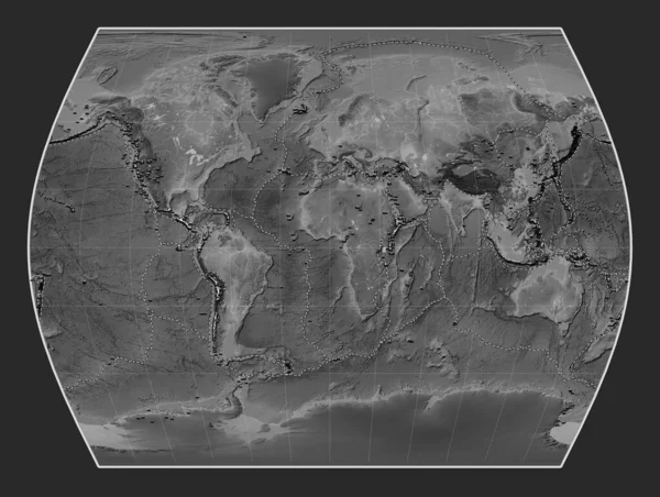 Distribuzione Dei Vulcani Conosciuti Sulla Mappa Mondiale Dell Elevazione Scala — Foto Stock
