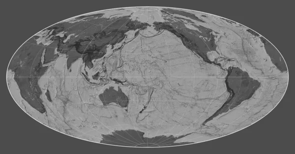 Більвельна Карта Світу Проекції Айтоффа Зосереджена Меридіані 180 Довготи — стокове фото