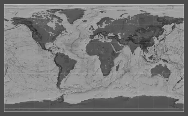 Bilevel Kaart Van Wereld Compact Miller Projectie Gecentreerd Meridiaan Lengte — Stockfoto