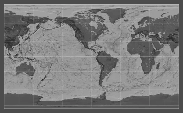 Carte Bilevel Monde Dans Projection Compact Miller Centrée Sur Longitude — Photo