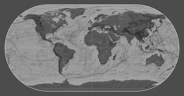 Mapa Bilevel Del Mundo Proyección Eckert Iii Centrado Meridiano Longitud — Foto de Stock