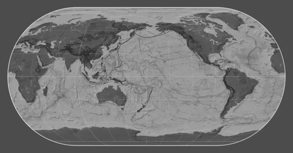 Carte Bilevel Monde Dans Projection Eckert Iii Centrée Sur Longitude — Photo