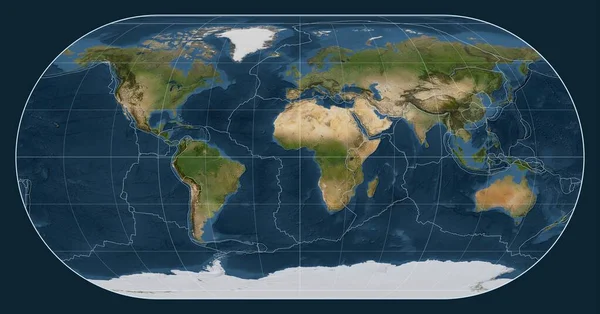 Confini Della Placca Tettonica Una Mappa Satellitare Del Mondo Nella — Foto Stock