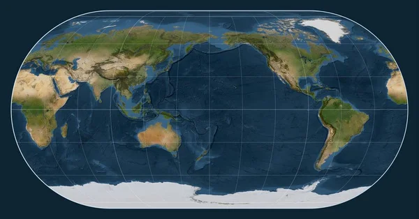 자오선을 중심으로 에커트 Iii 투영에서 세계의 180 — 스톡 사진