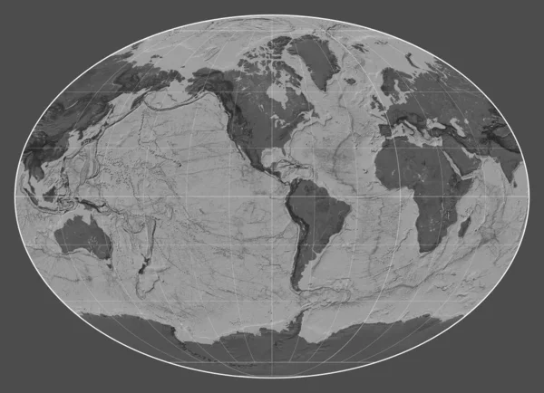 Двухуровневая Карта Мира Продольном Направлении Фахей Центром Меридиане Западной Долготы — стоковое фото