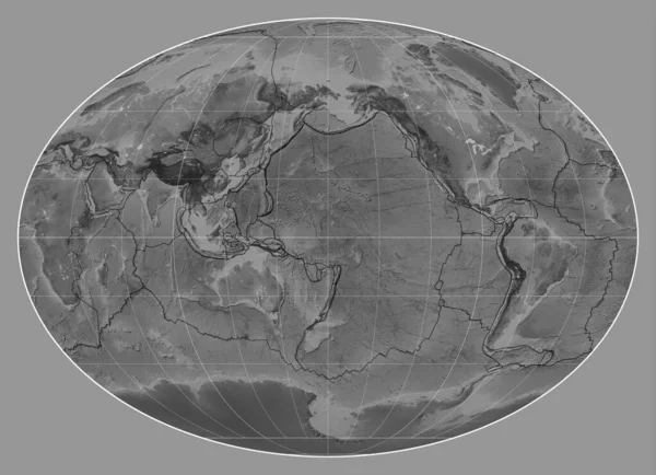 Межі Тектонічних Плит Сірій Карті Світу Проекції Фахей Зосередженій Меридіані — стокове фото