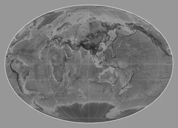 Fahey Projeksiyonundaki Dünya Haritası Meridyen Doğu Boylamı Üzerine Kuruludur — Stok fotoğraf