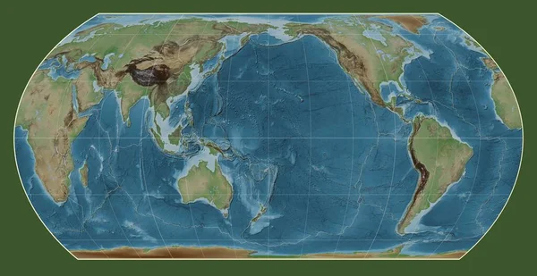 Tectonische Plaatgrenzen Een Gekleurde Hoogtekaart Van Wereld Hatano Asymmetrische Equal — Stockfoto