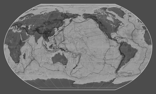 Tectonic Platta Gränser Bilnivå Karta Över Världen Kavrayskiy Vii Projektion — Stockfoto