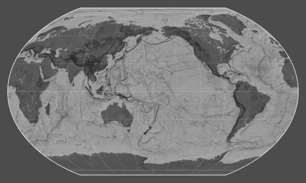 Bilevel Kaart Van Wereld Kavrayskiy Vii Projectie Gecentreerd Meridiaan 180 — Stockfoto