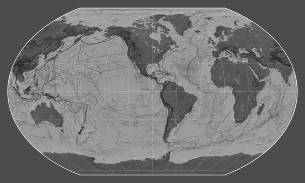 Bilevel Mapa Mundo Projeção Kavrayskiy Vii Centrada Meridiano Longitude Oeste — Fotografia de Stock