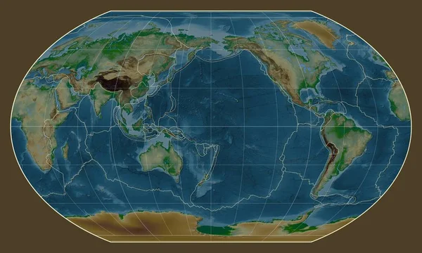 Tektonische Plattengrenzen Auf Einer Physikalischen Weltkarte Der Projektion Kavrayskiy Vii — Stockfoto