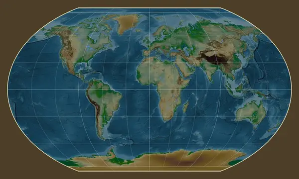 Physikalische Weltkarte Der Kavrayskiy Vii Projektion Den Längengrad Des Meridians — Stockfoto