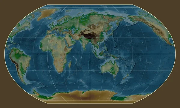 Physikalische Weltkarte Der Kavrayskiy Vii Projektion Den Meridian Östlicher Länge — Stockfoto